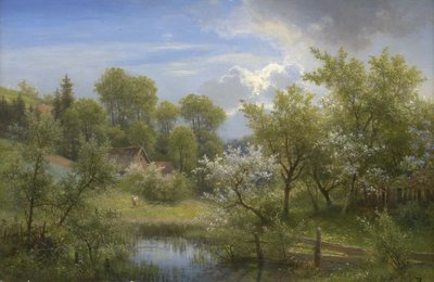 Blooming Fruit Trees near Loschwitz by Eduard Leonhardi
